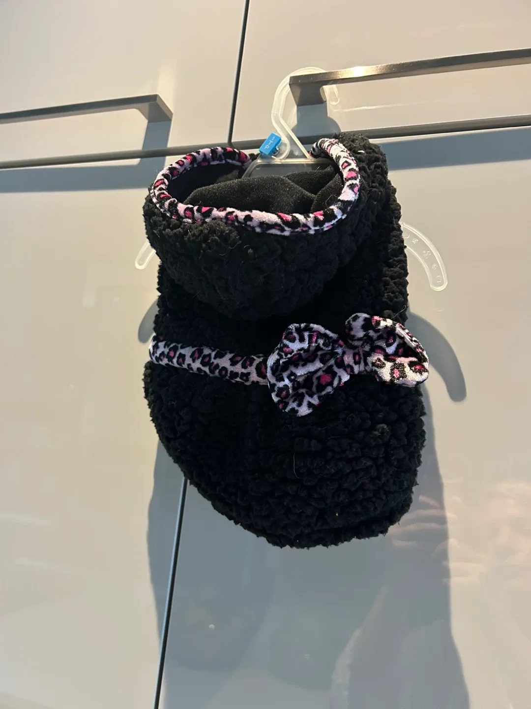 Black Dog Coat with Leopard Print Bow