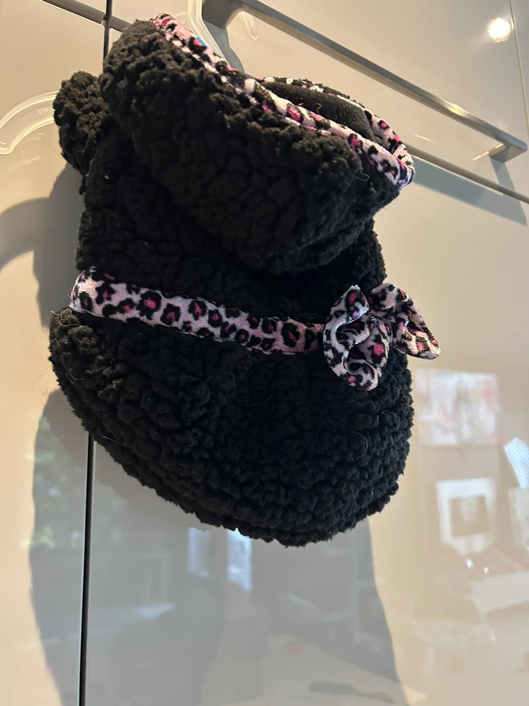 Black Dog Coat with Leopard Print Bow - photo 2