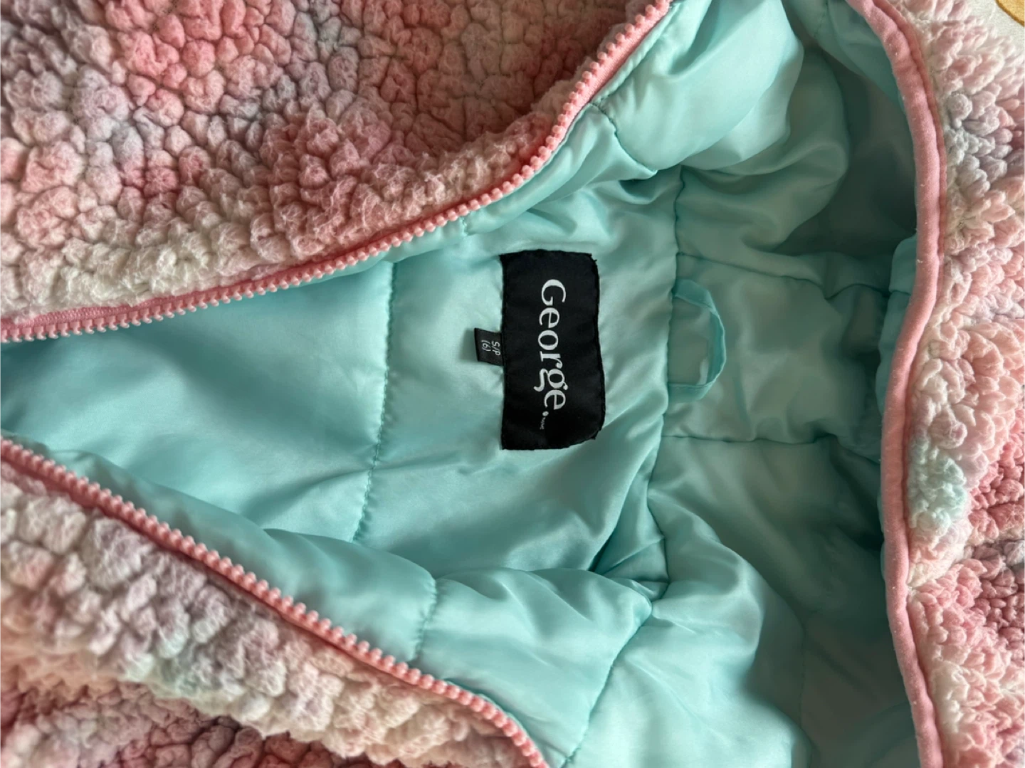 Girls Pink Sherpa Hooded Jacket - Size S (6) - photo 3