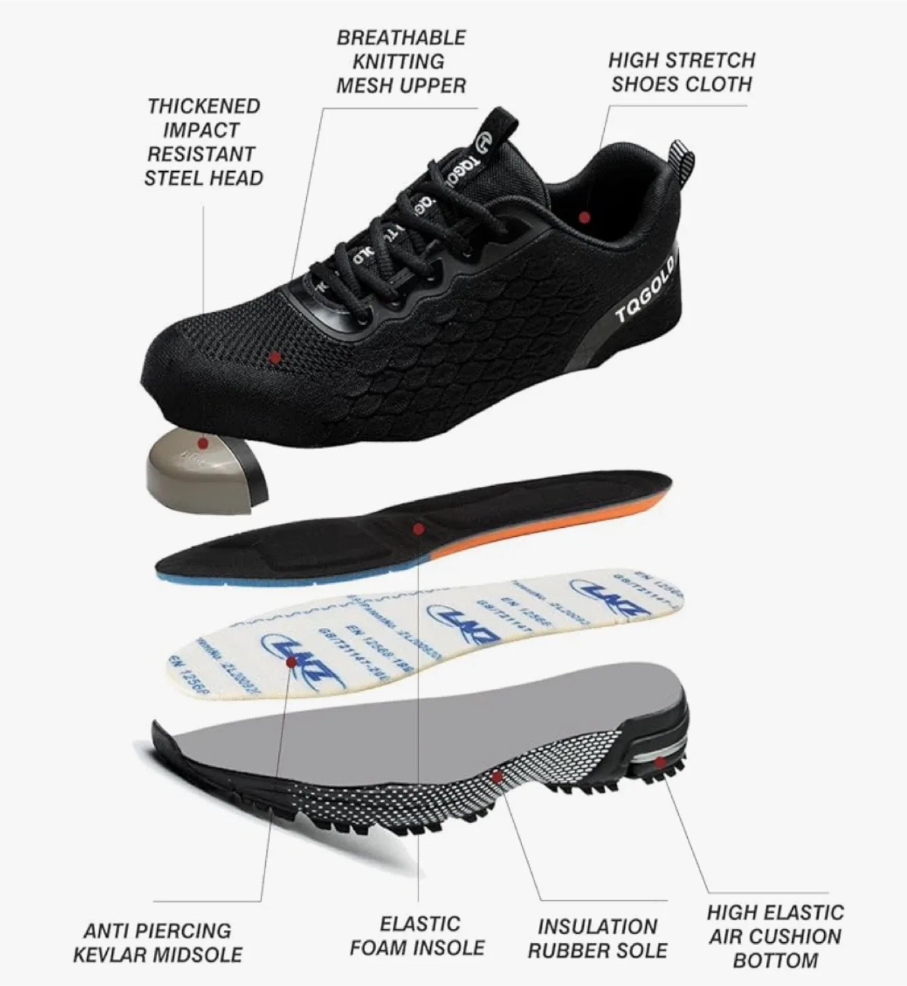 Steel toes Black Safety Sneakers - Size 38 image indicator(4)