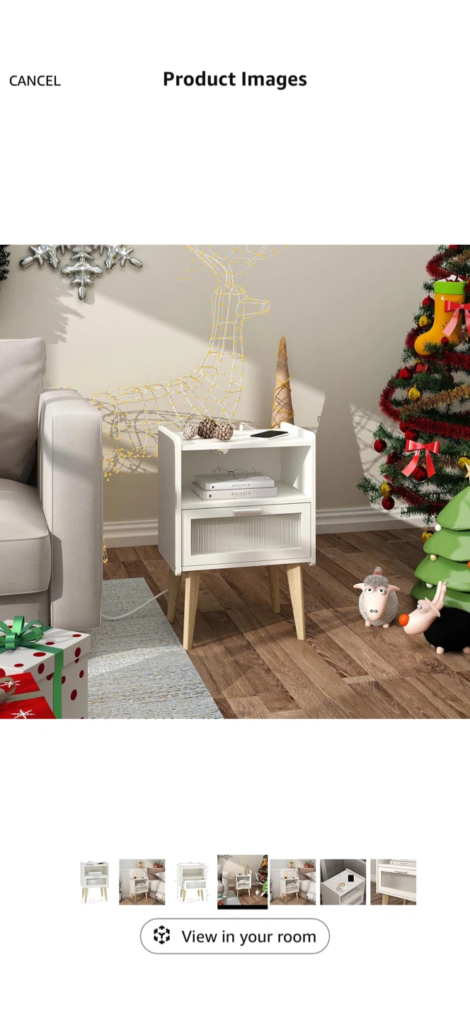 White Nightstand with Charging Station - photo 4
