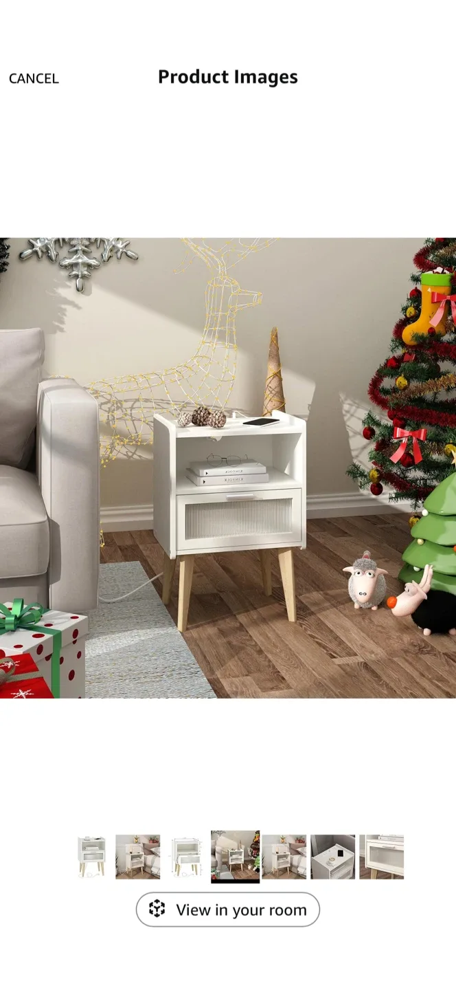 White Nightstand with Charging Station image indicator(4)