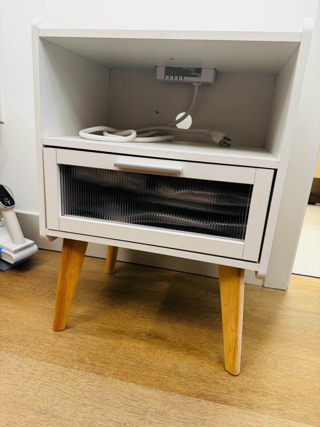 White Nightstand with Charging Station - photo 2