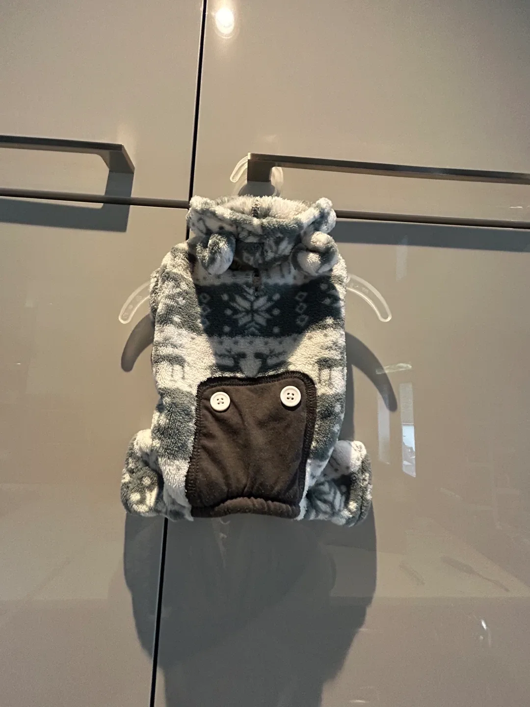 Dog Onesie - Grey & White, Size Small