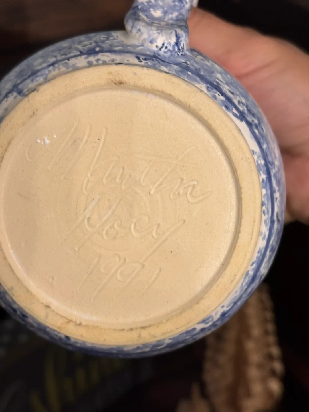 Vintage Blue Speckled Creamer Pitcher image indicator(9)