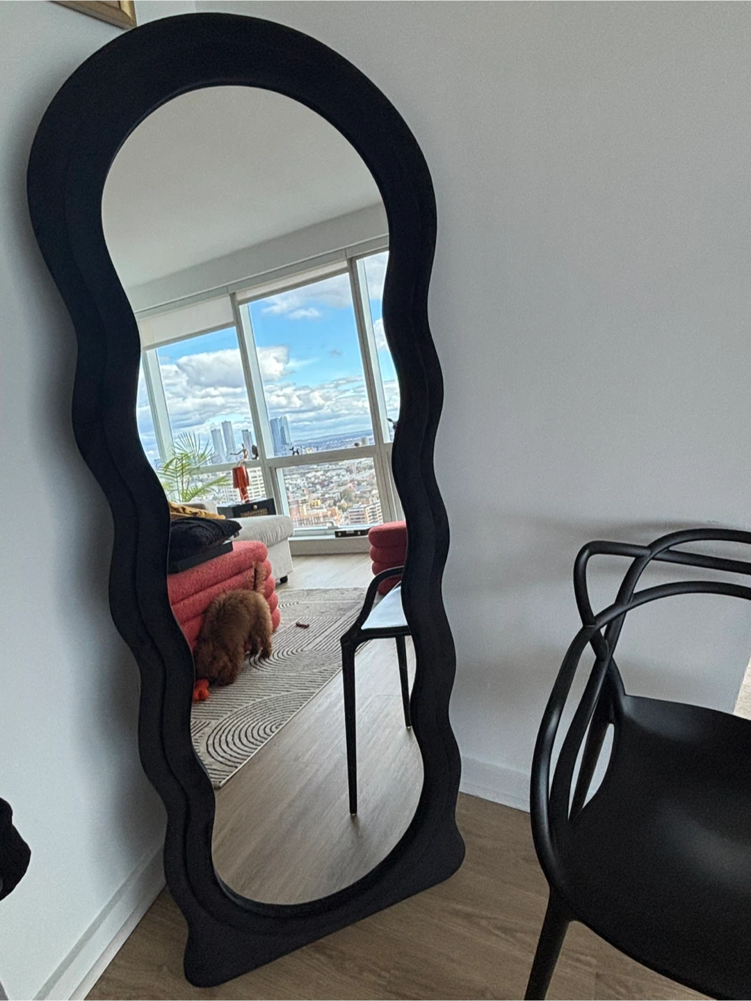 Black Irregular Wavy Mirror