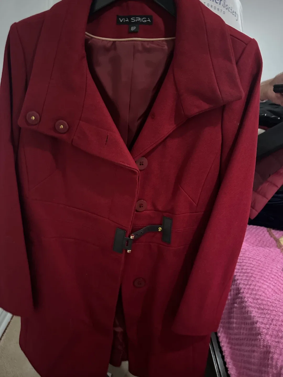 Via Spiga Red Wool Blend Coat - Size 6P thumbnail