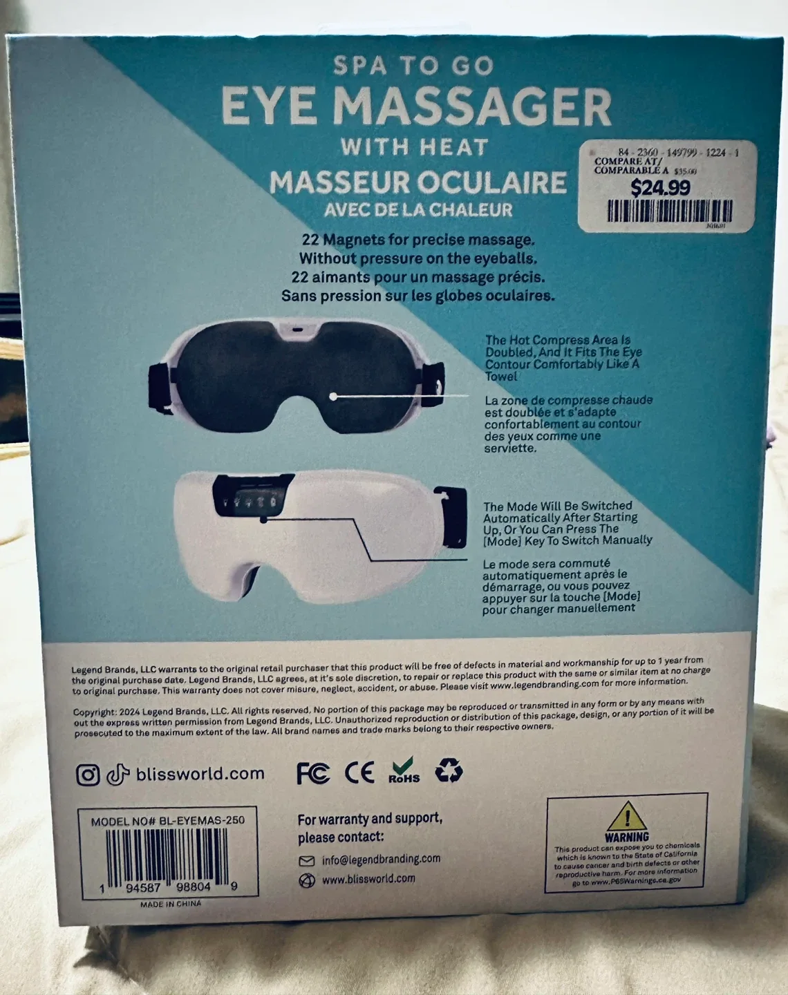 Bliss Spa To Go Eye Massager with Heat image indicator(2)