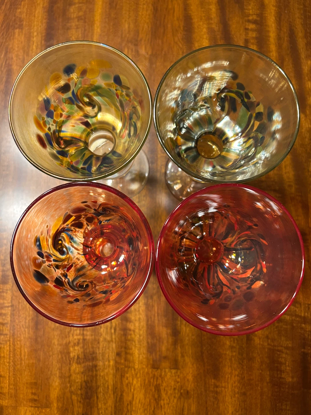Artist Signed Studio Glass Hand Blown Wine Glasses - photo 3