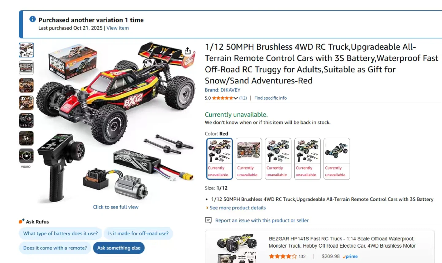1/12 50MPH Brushless 4WD RC Truck