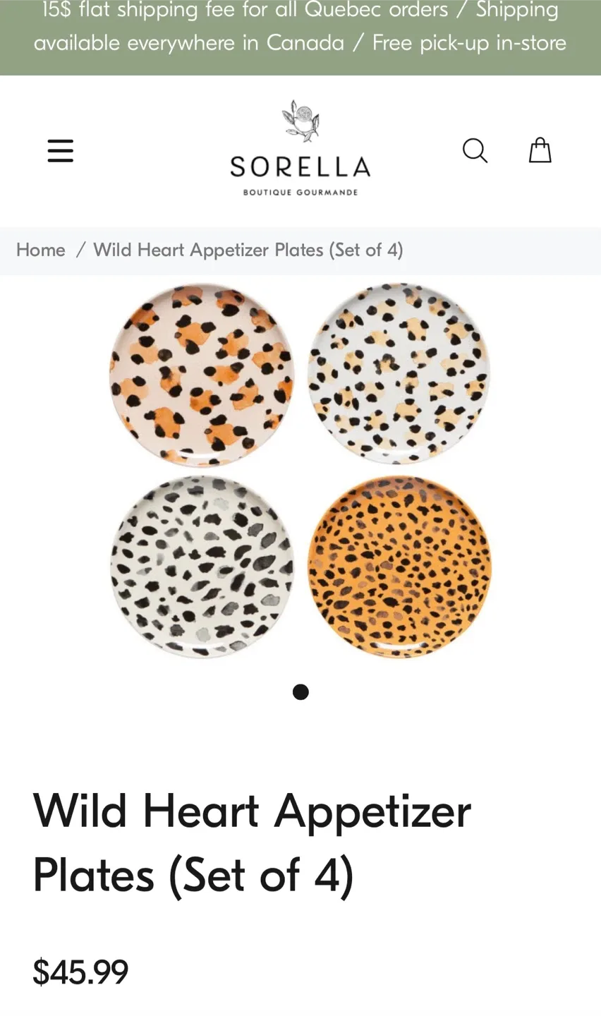 🤎 Set of 4 Appetizer/Desert Plates - Fun Leopard Prints! 🐆🐆🐆 image indicator(3)