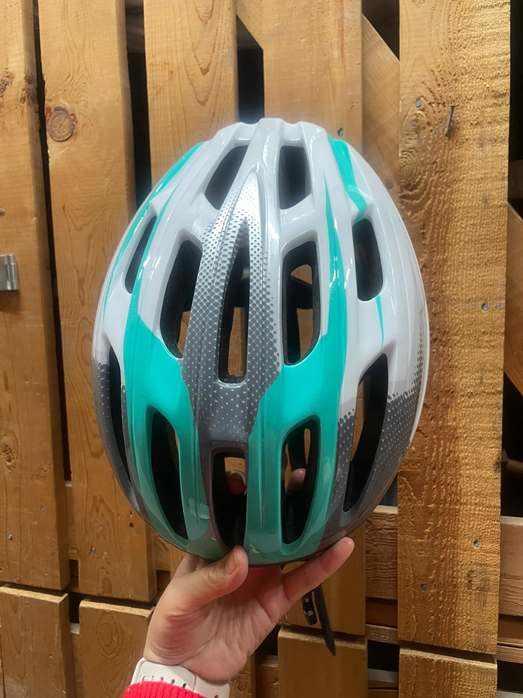 Bike Helmet - White, Teal, Grey