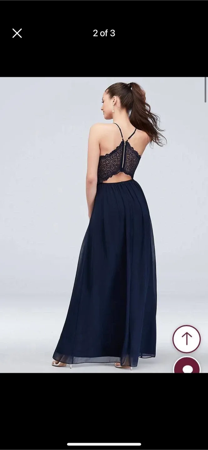 David's Bridal Navy Blue Lace Top Dress image indicator(2)