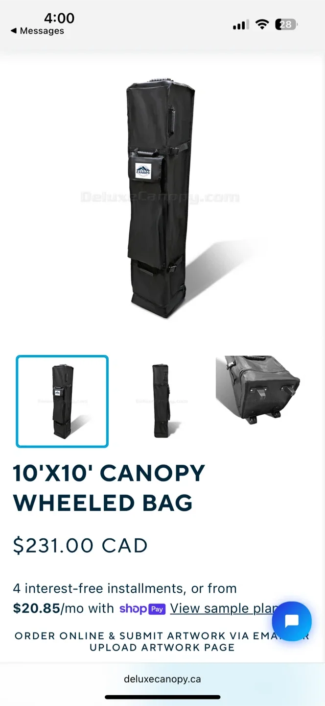 10’X10’ Canopy Wheeled HD nylon carry Bag image indicator(2)