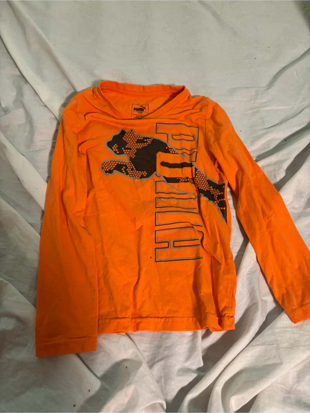 Puma Orange Long Sleeve Shirt - Size 7