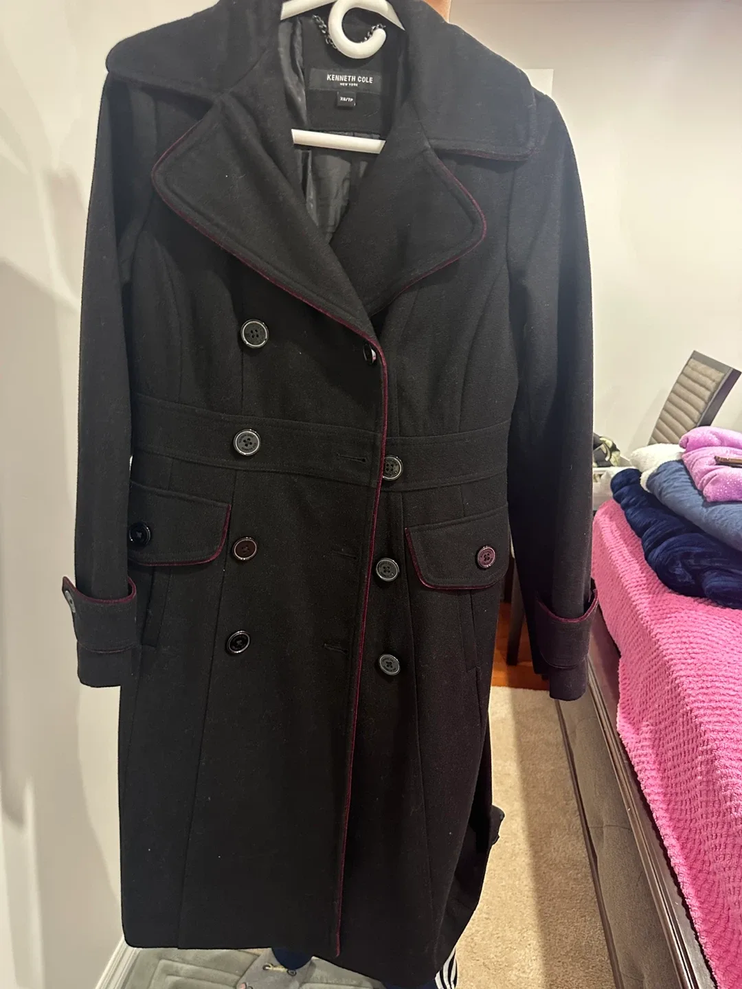 Kenneth Cole Black Wool Blend Coat - XS thumbnail