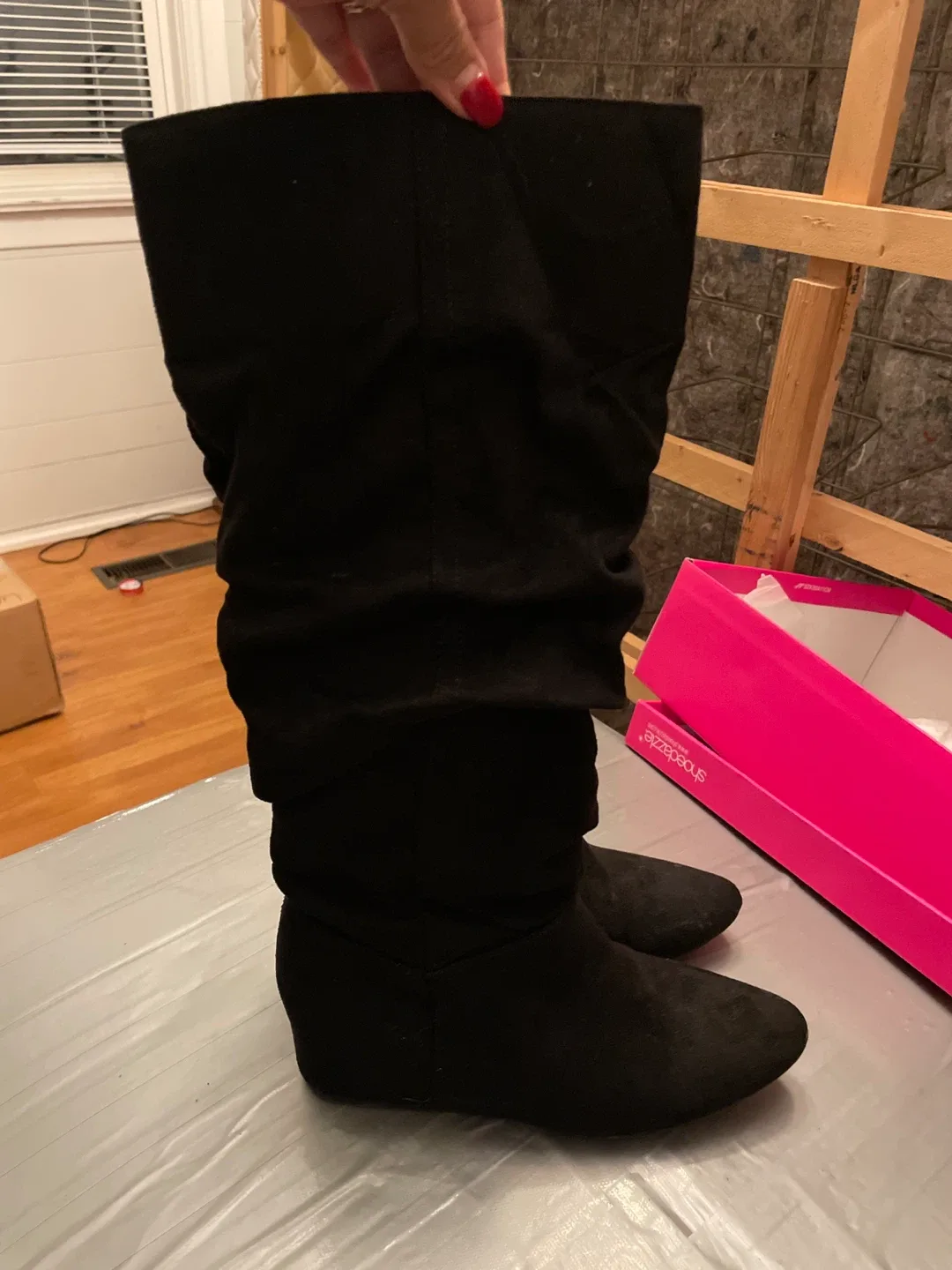 ShoeDazzle Black Heeled Boots, Size 7 image indicator(3)
