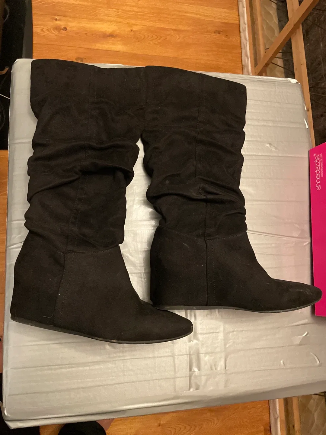 ShoeDazzle Black Heeled Boots, Size 7 image indicator(4)