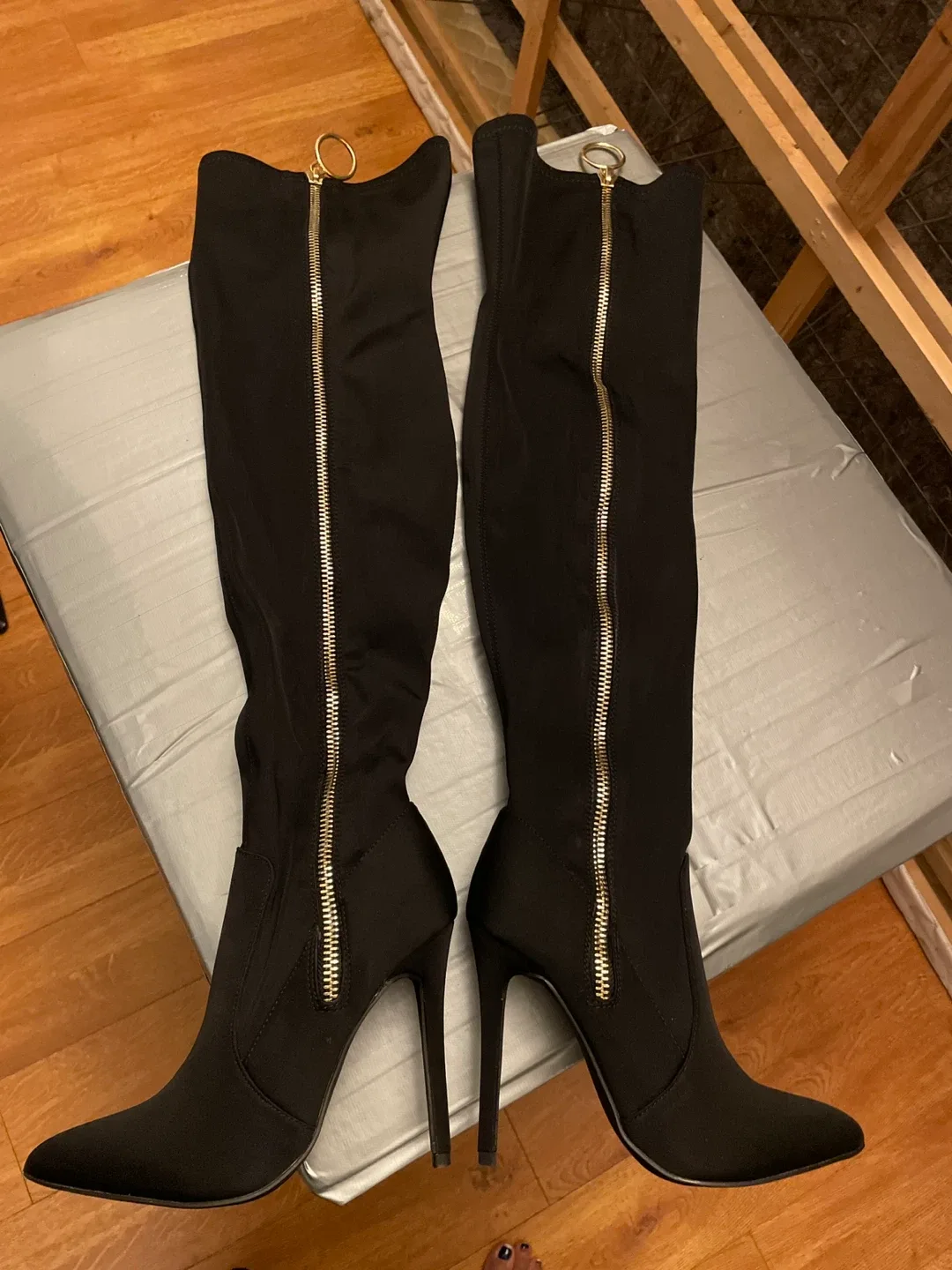 Thigh High Black Boots with Zipper image indicator(3)