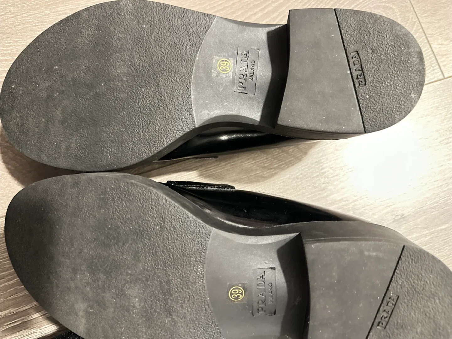 Prada Black Leather Loafers Size 39 image indicator(3)