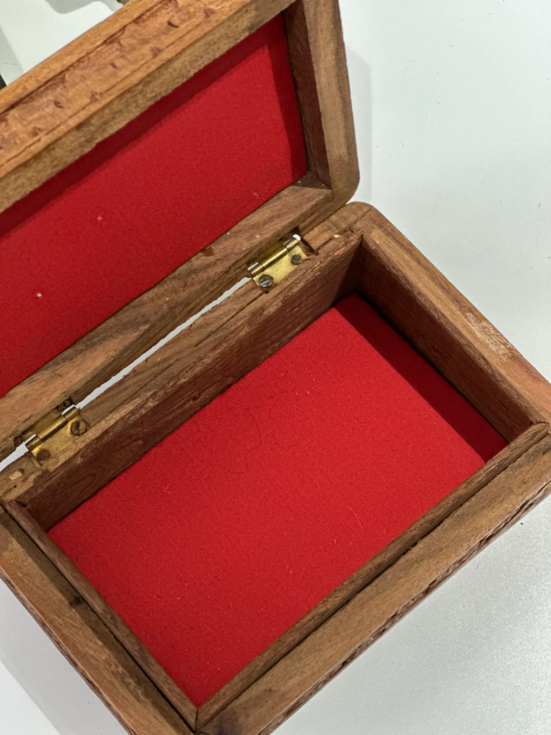 Wooden Carved Box with Red Interior - photo 2