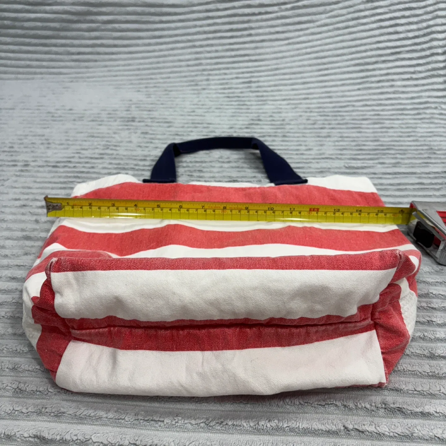 Charlotte Russe Red & White Striped Tote Bag image indicator(5)