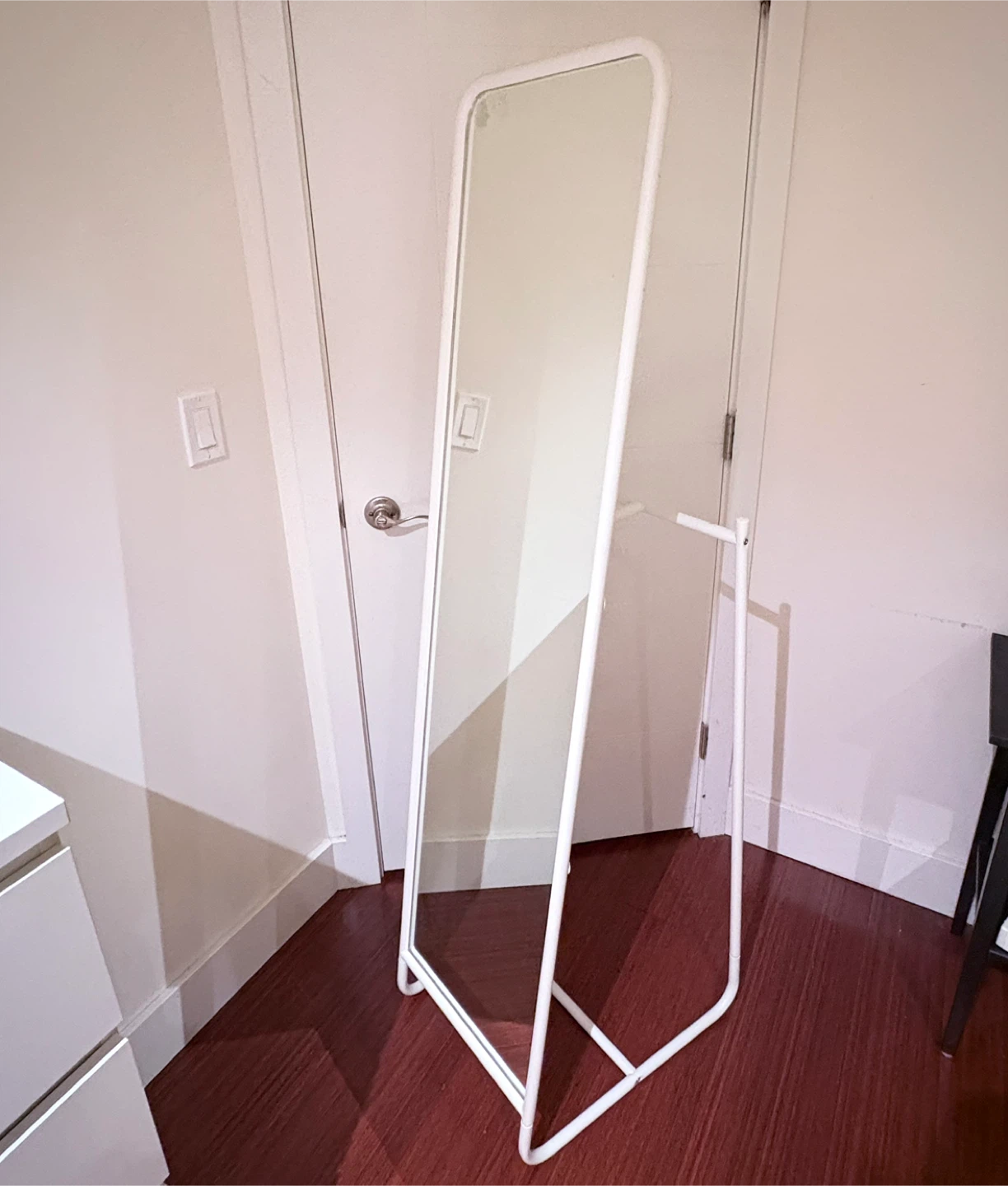 White Standing Mirror with Rack