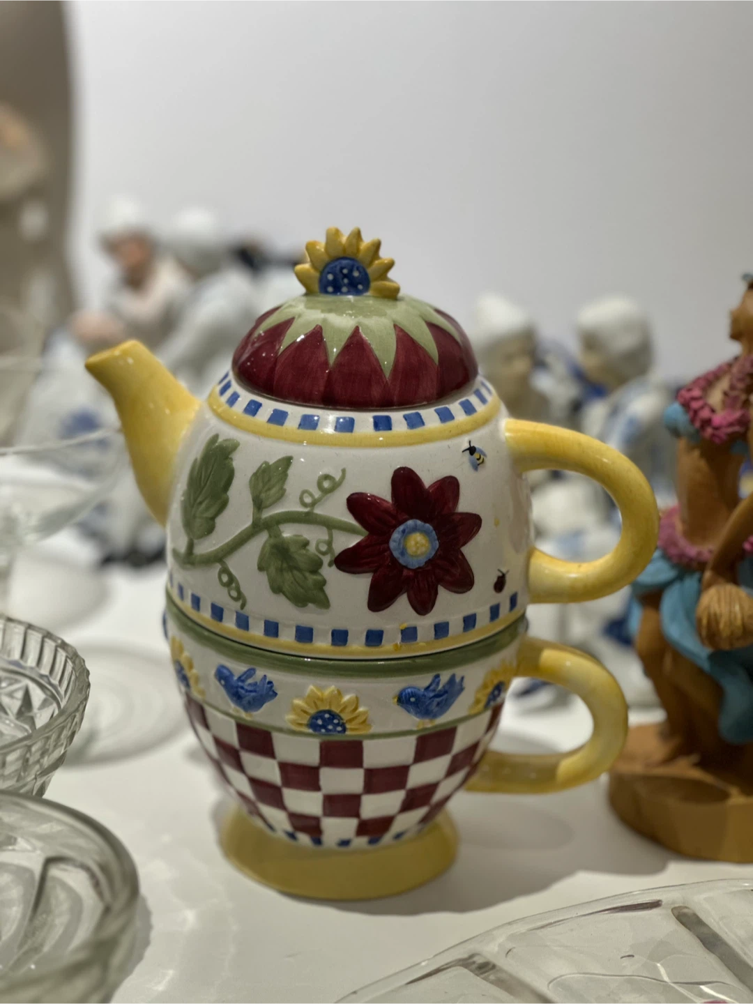 Floral Stackable Teapot & Cup Set