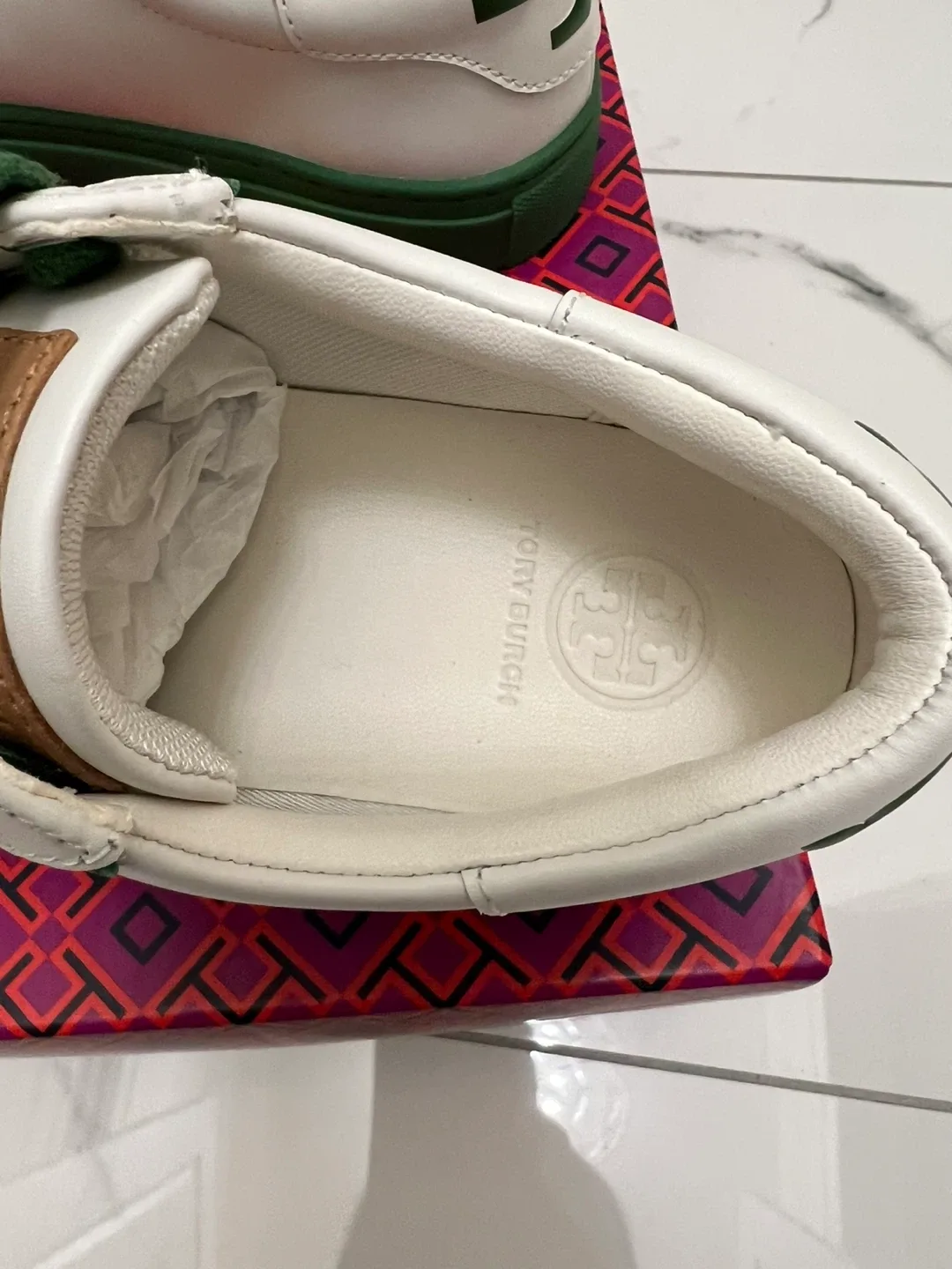 Tory Burch White & Green Sneakers image indicator(4)