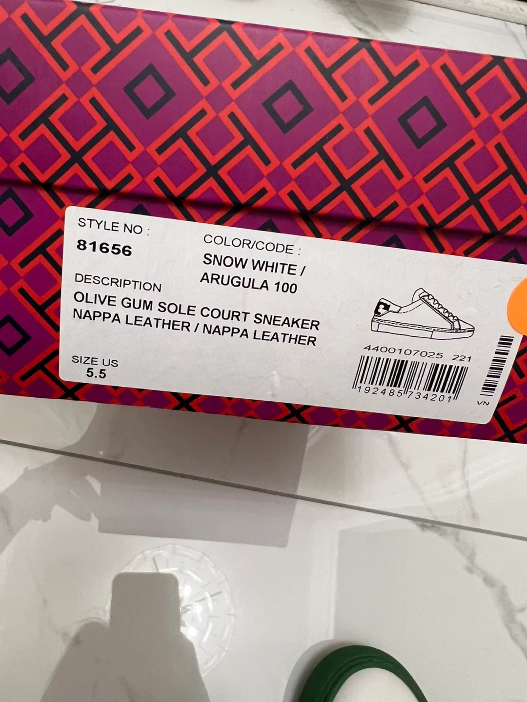 Tory Burch White & Green Sneakers image indicator(7)