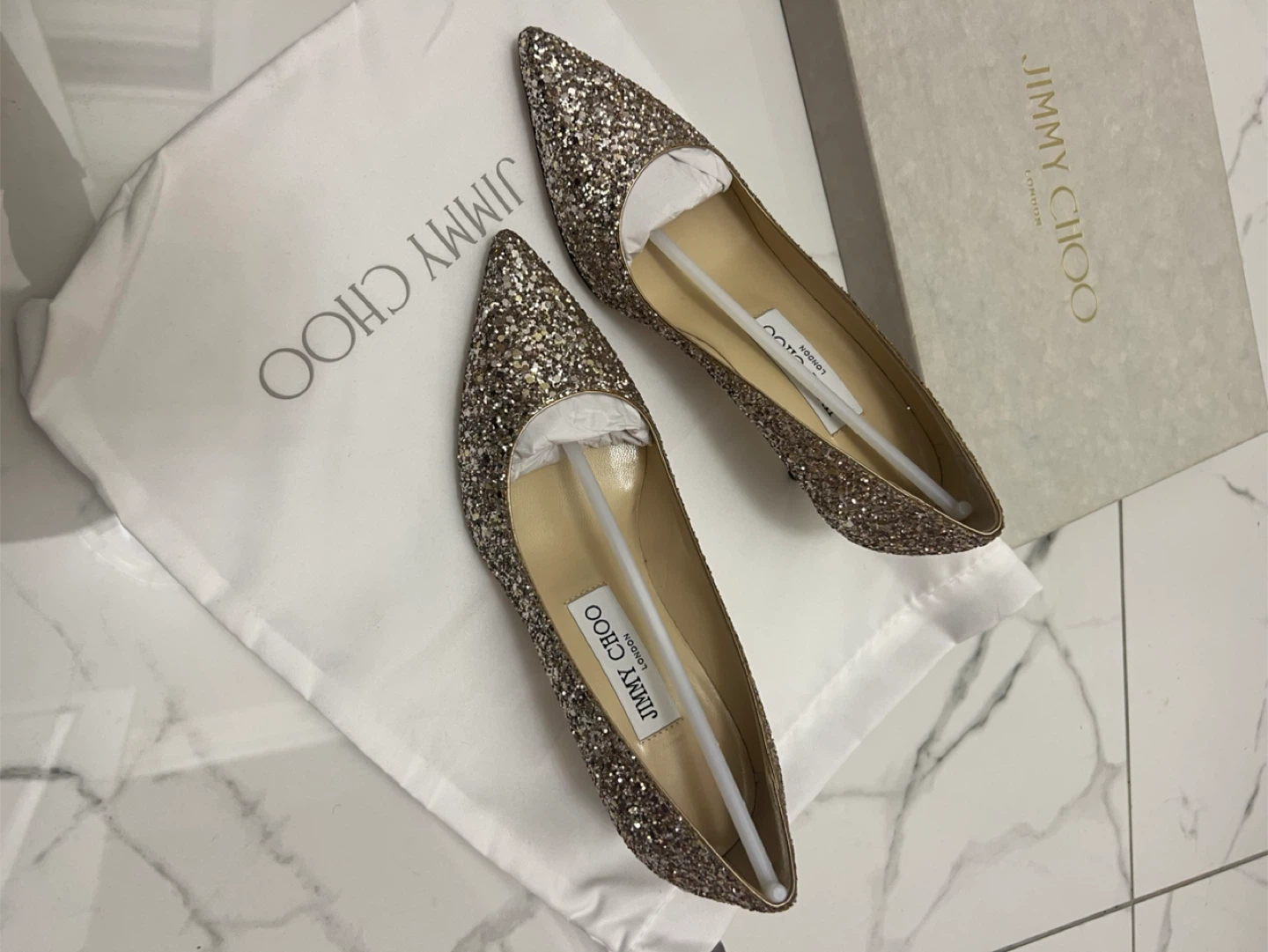 Jimmy Choo Glitter Heels - Size 34.5