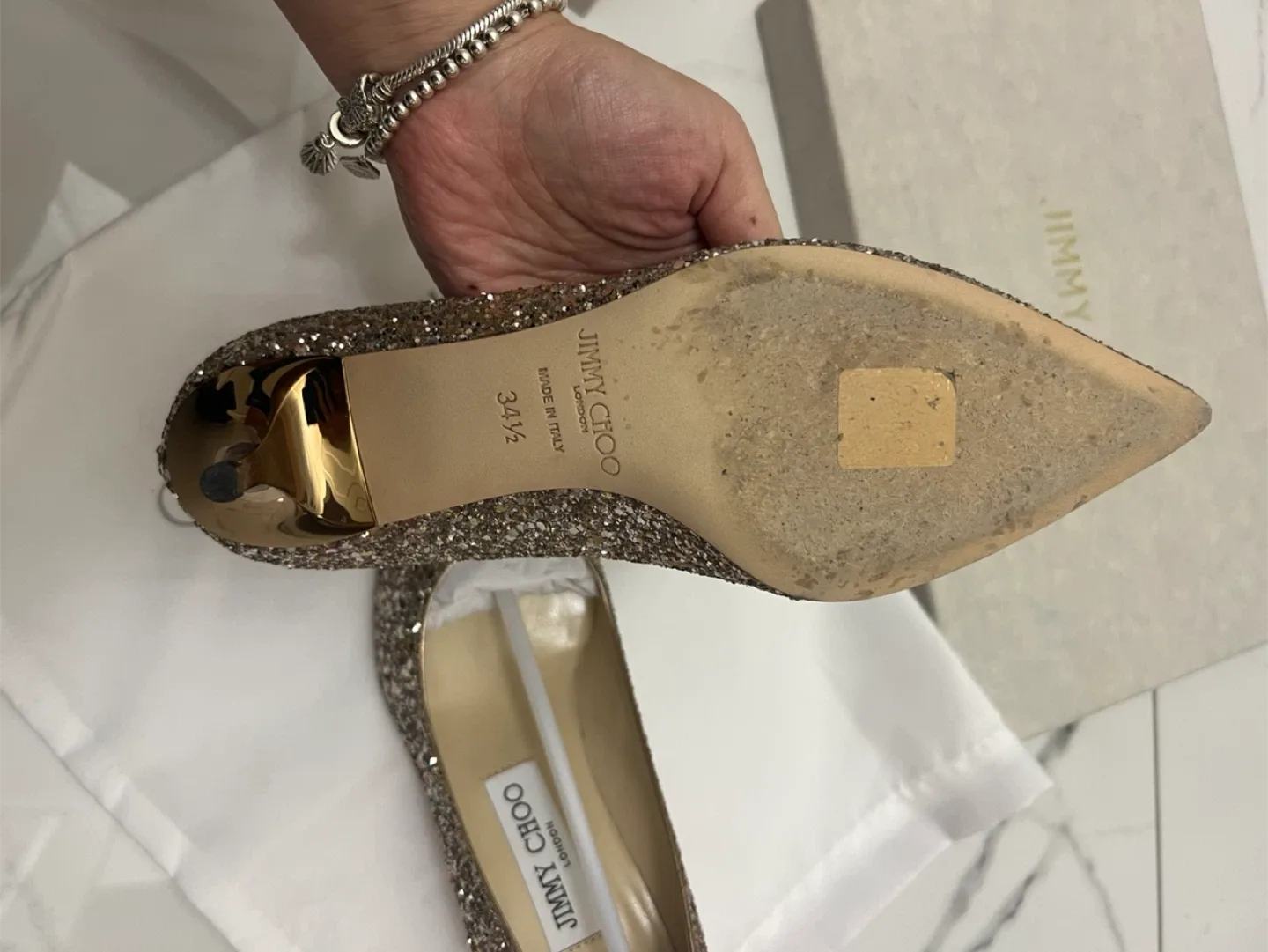 Jimmy Choo Glitter Heels - Size 34.5 image indicator(3)