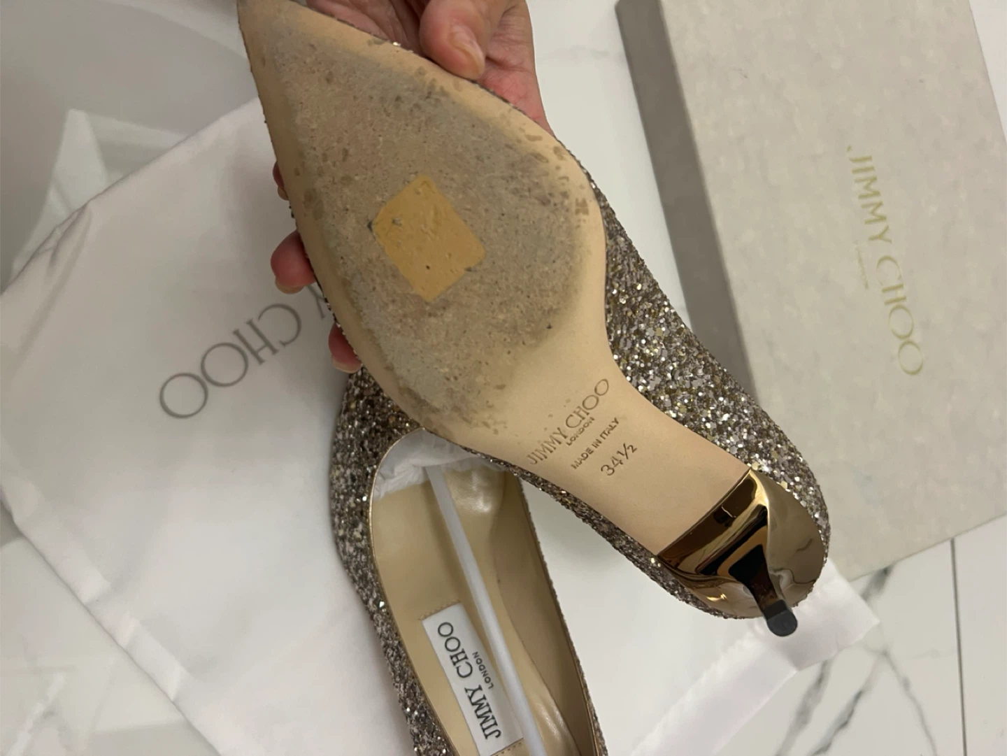Jimmy Choo Glitter Heels - Size 34.5 - photo 2