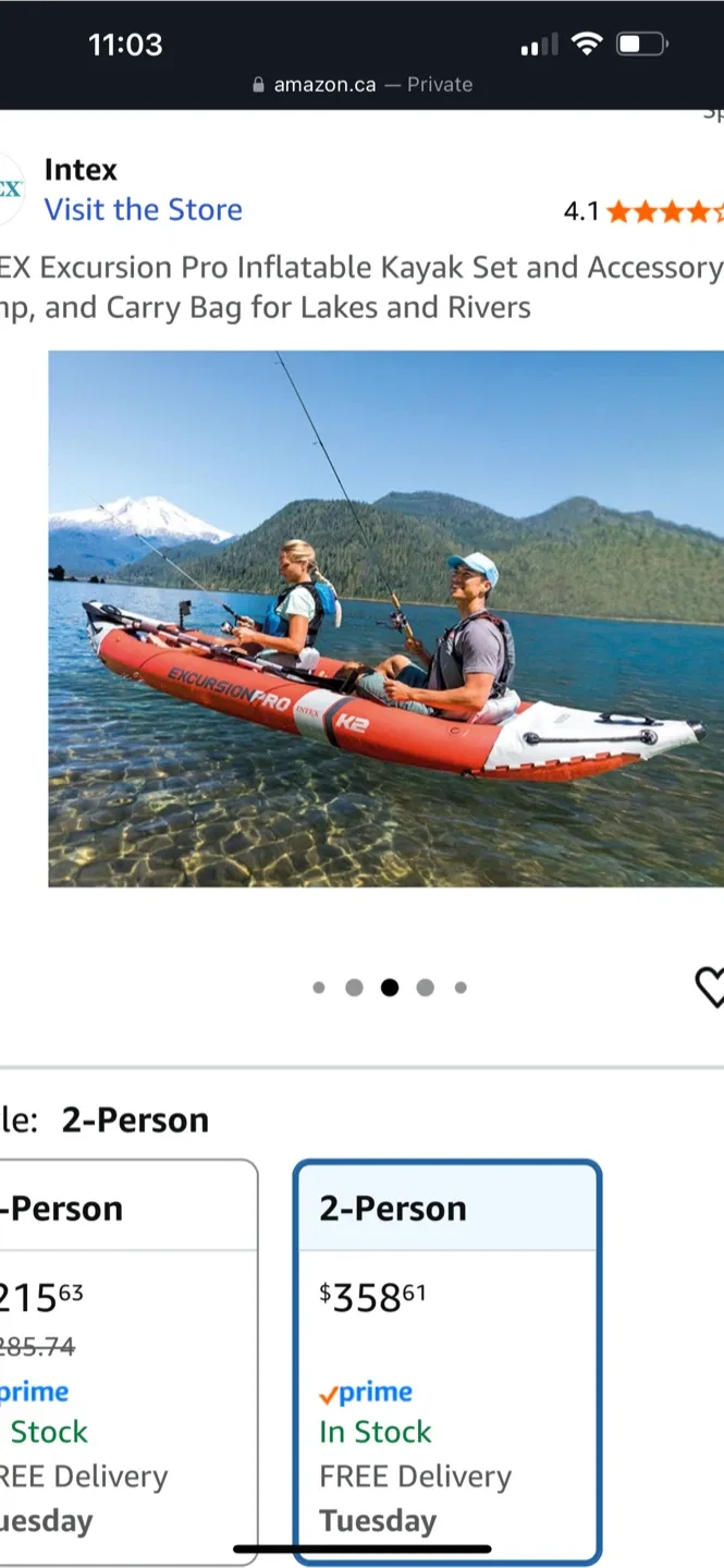 Intex Excursion Pro 2-Person Inflatable Kayak Set image indicator(3)