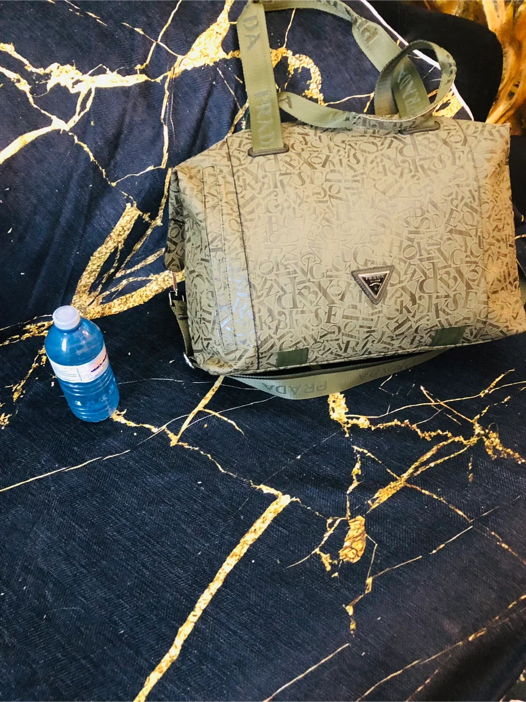 Prada Milano Beige Letter Print Tote Bag thumbnail