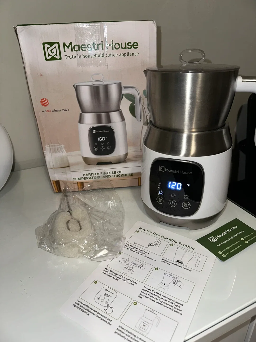 Maestri House Milk Frother and Froth Thickness Milk Frother 21OZ image indicator(3)