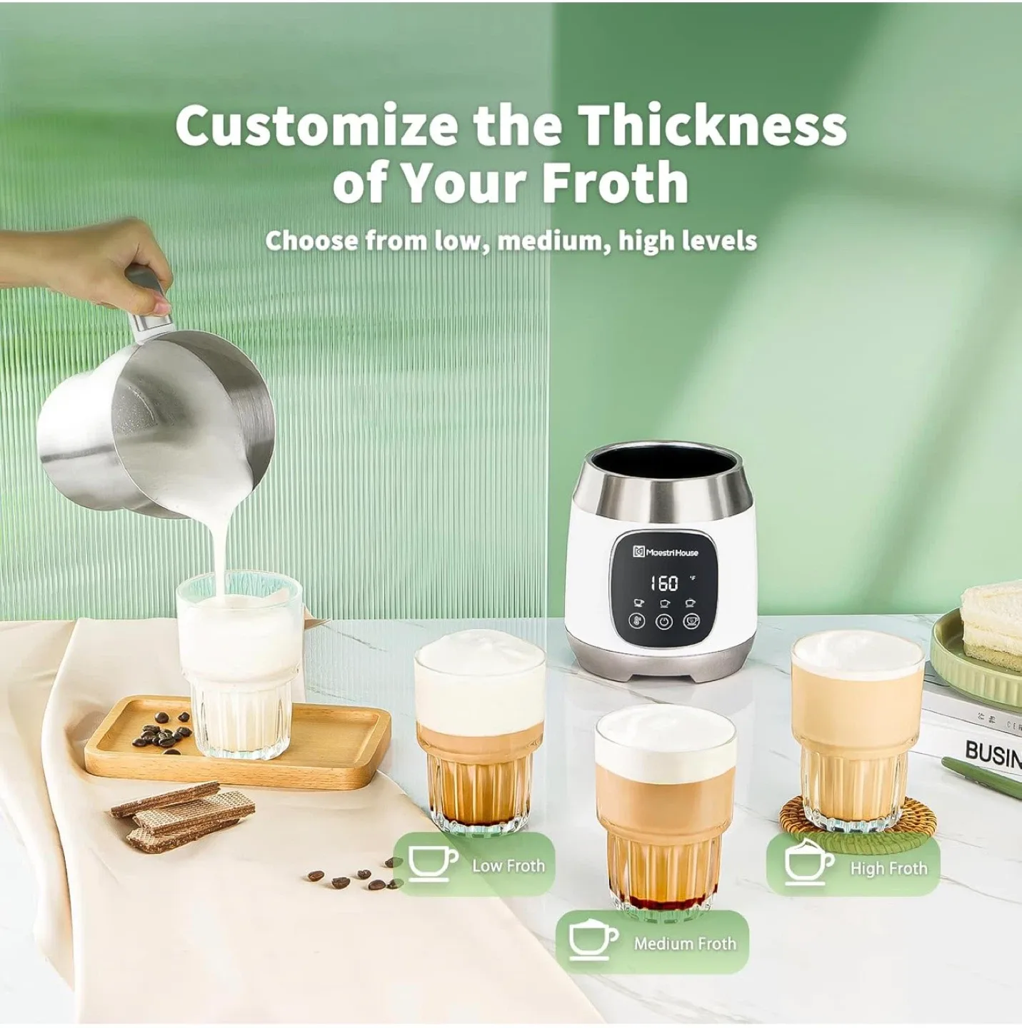 Maestri House Milk Frother and Froth Thickness Milk Frother 21OZ image indicator(4)