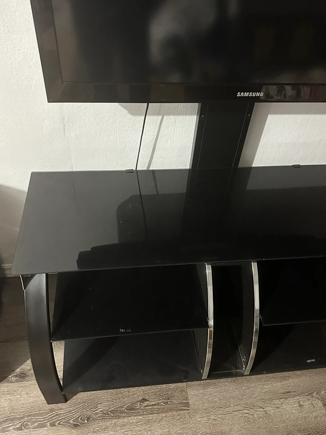 Black TV Stand with Mount image indicator(4)