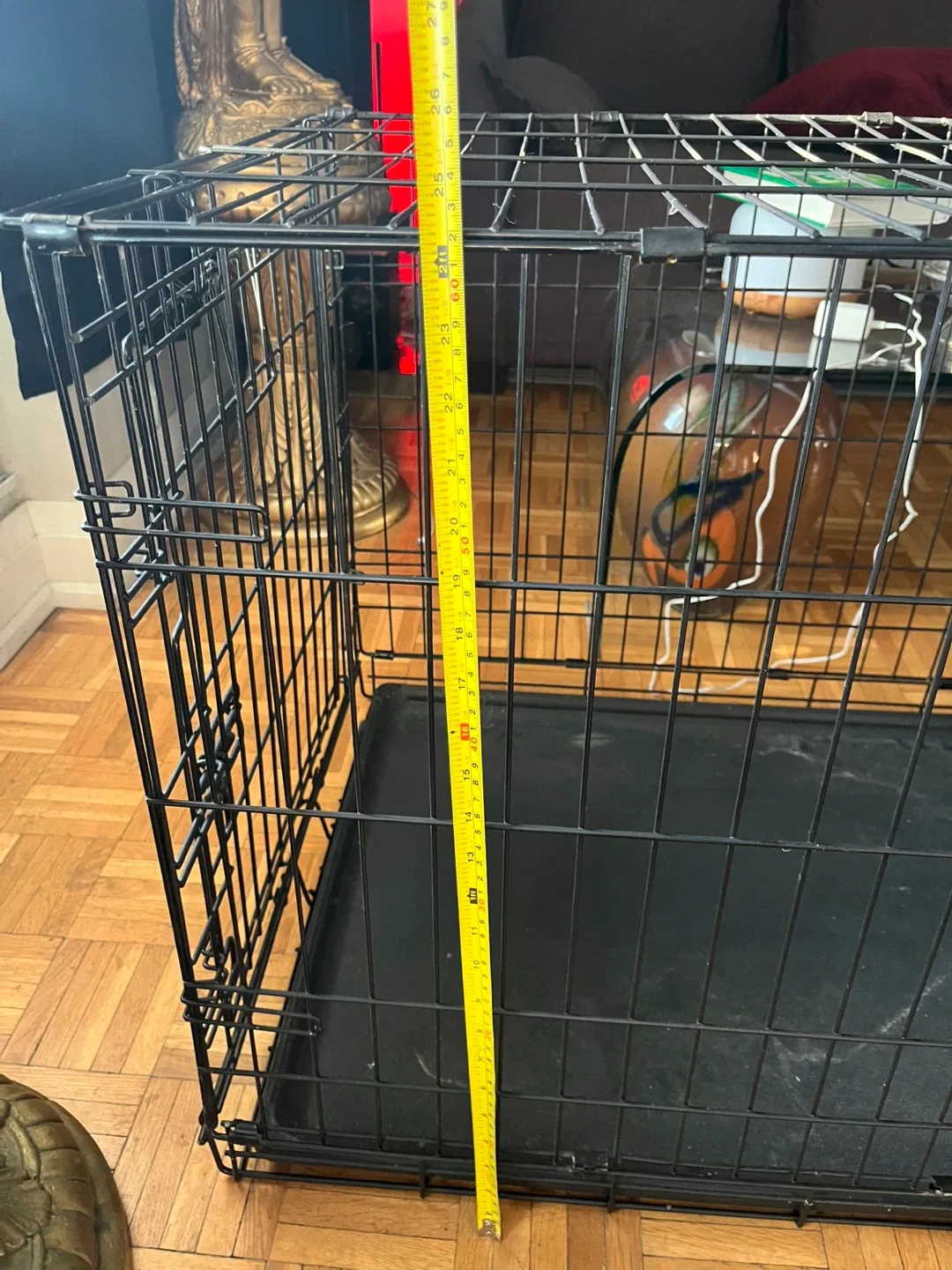 Large Dog Crate - sliding tray. Also have small cage for sale image indicator(9)