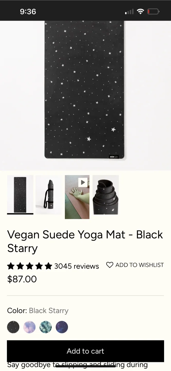 NEW! Popflex Vegan Suede Yoga Mat - Black Starry image indicator(2)