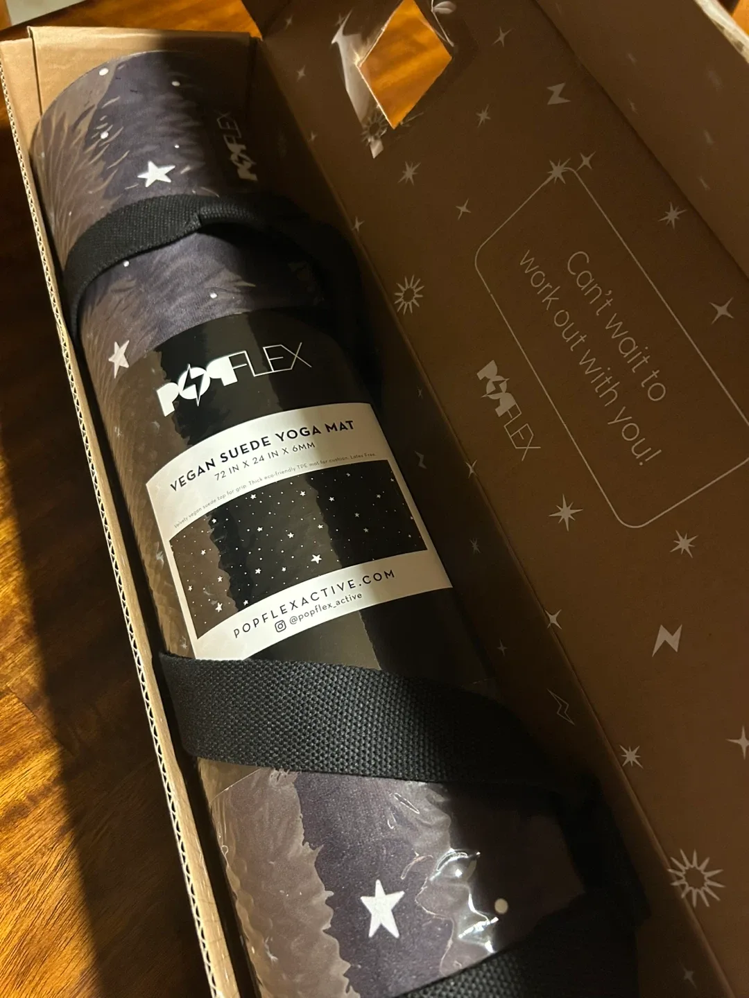 NEW! Popflex Vegan Suede Yoga Mat - Black Starry image indicator(4)