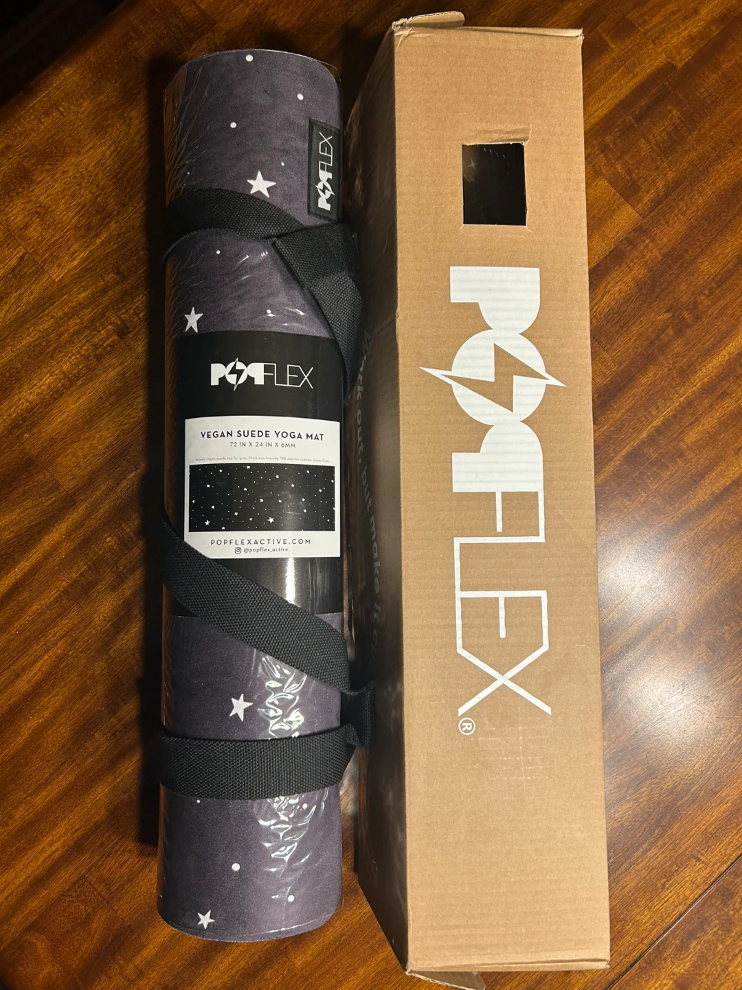 NEW! Popflex Vegan Suede Yoga Mat - Black Starry