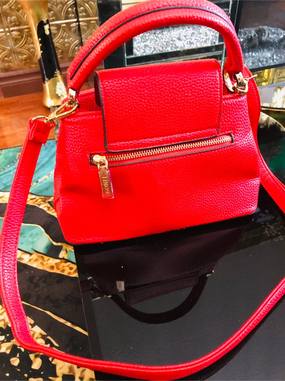 Gomelly Red Leather Shoulder Bag image indicator(3)