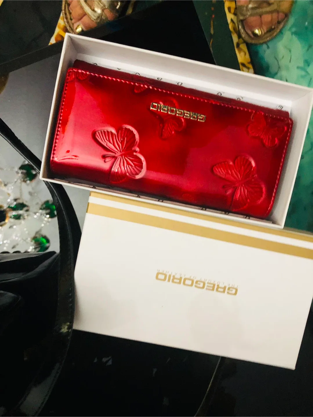 GREGORIO Red Leather Wallet - Like New! thumbnail