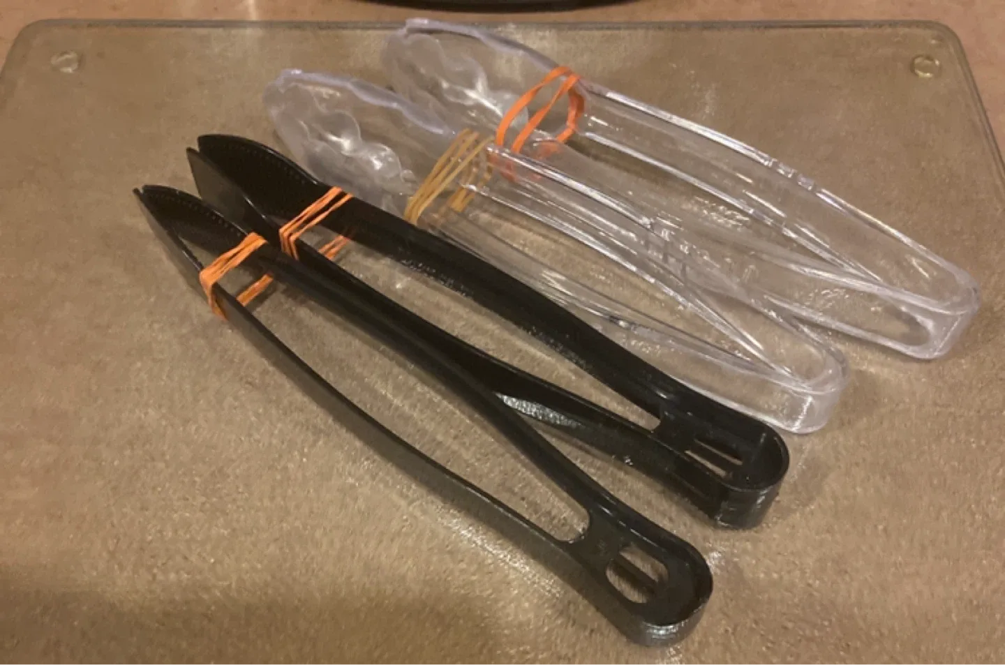 Plastic Kitchen Tongs - Black and Clear thumbnail