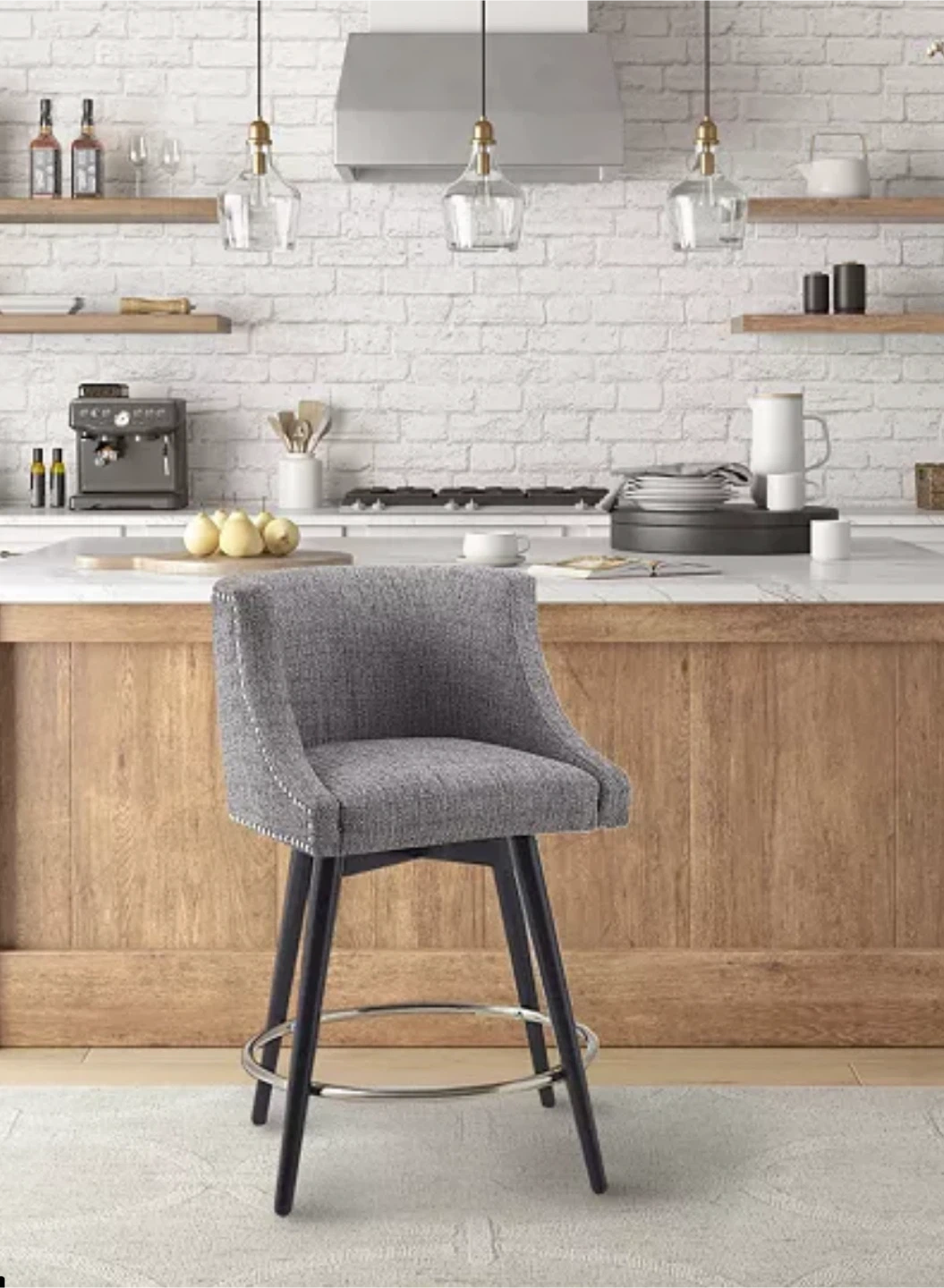 Madison Park Mateo Swivel Counter Stool - Gray - photo 3