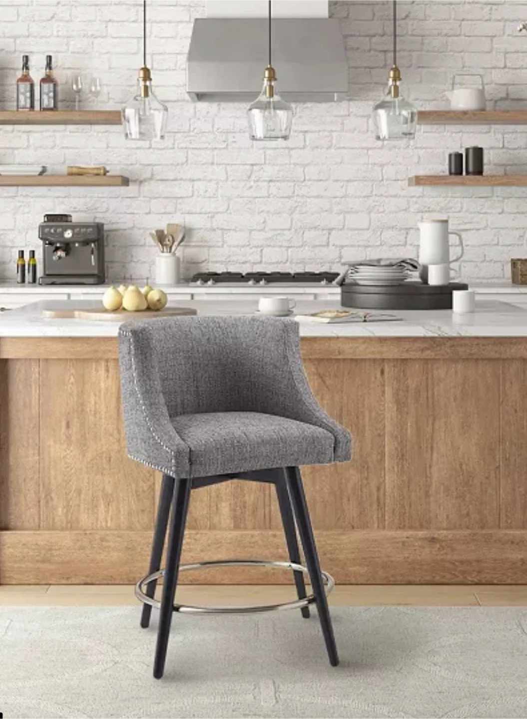 Madison Park Mateo Swivel Counter Stool - Gray image indicator(3)