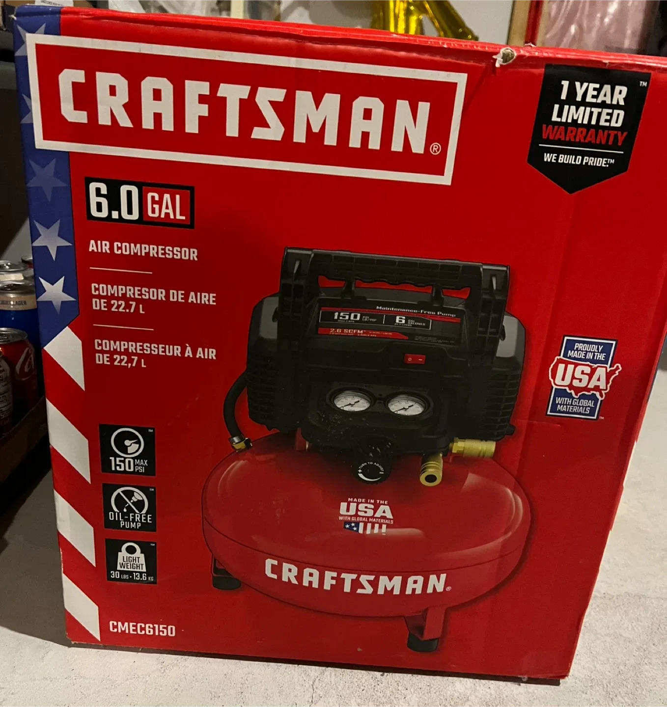 NEW! 6.0 Gal Air Compressor by Craftsman (New Condition) image indicator(3)