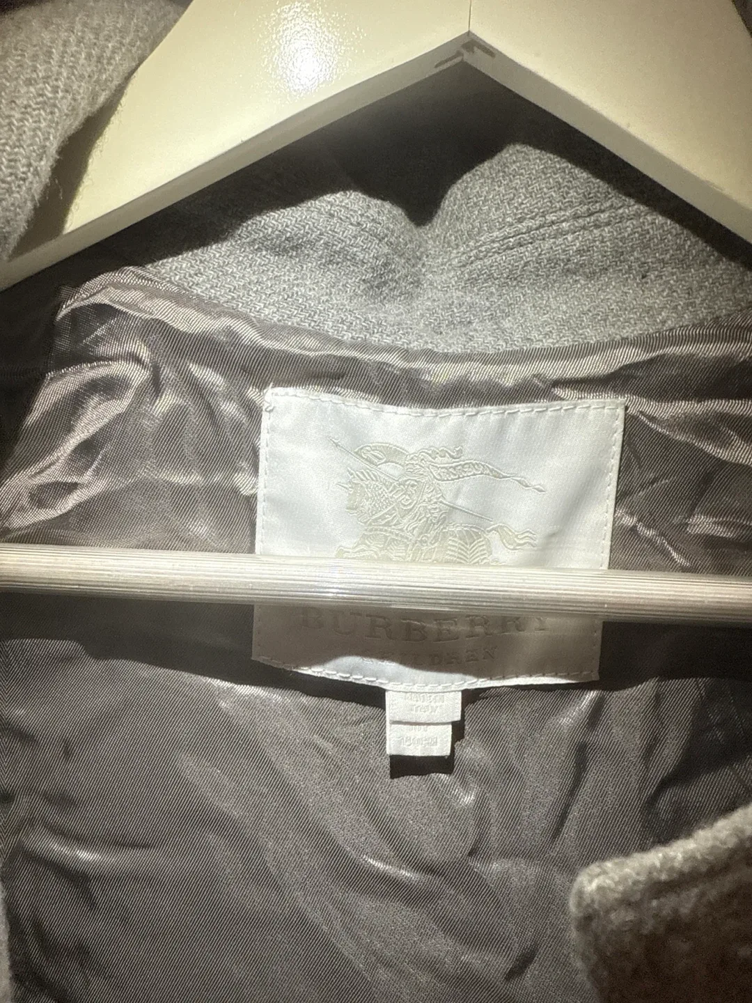 Burberry Kids Grey Wool Blend Coat Size 140cm image indicator(2)