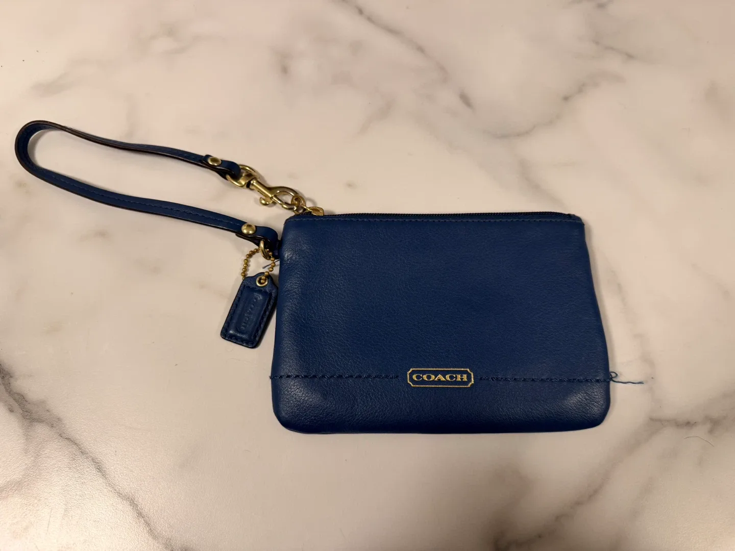 Leather Coach Wristlet - Royal Blue thumbnail